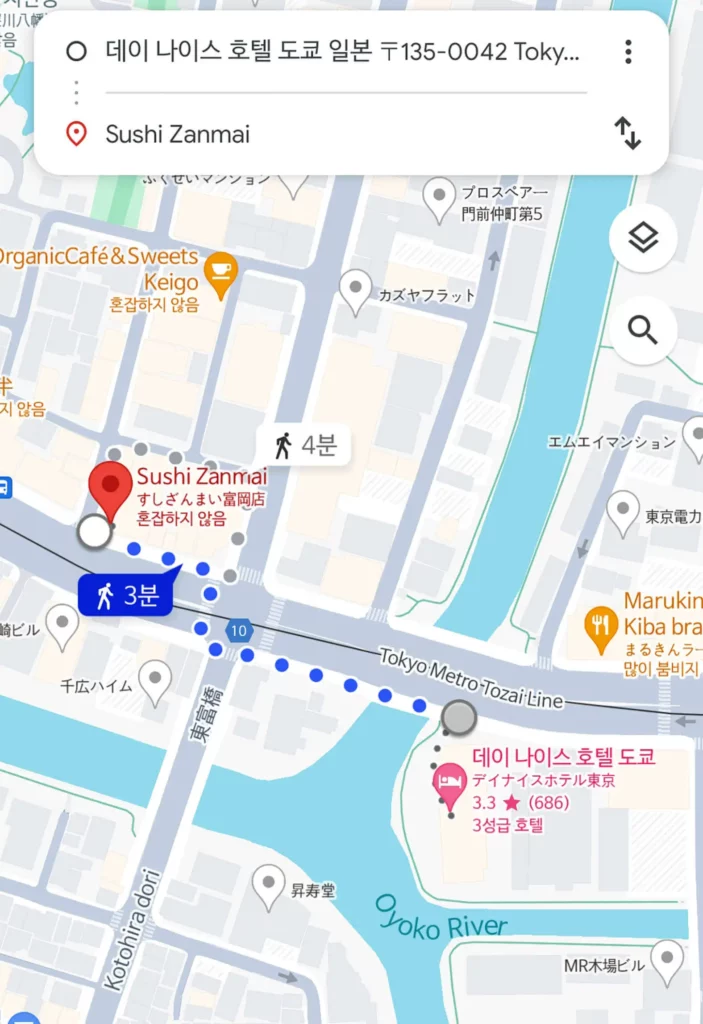 데이나이스-호텔-도쿄-인근-스시잔마이-초밥-위치